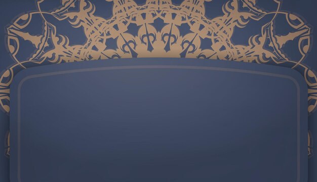 Baner von blauer farbe mit mandalabraunem ornament für design unter dem text