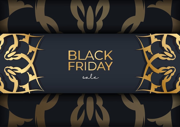 Baner-vorlage black friday in dunkelblau mit luxuriösen goldverzierungen