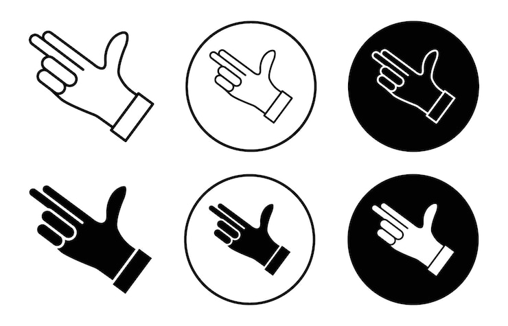 Vektor bang bang geste-vektor-symbol-zeichen-satz-symbole für die webanwendung