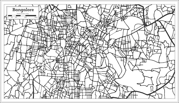 Bangalore indien stadtplan im retro-stil. übersichtskarte. vektor-illustration.