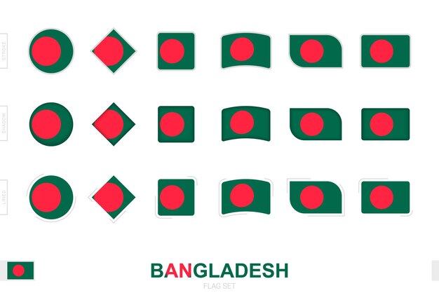 Bangladesch flaggenset, einfache flaggen von bangladesch mit drei verschiedenen effekten.