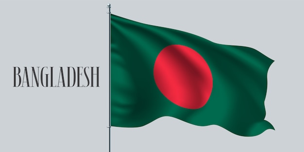 Bangladesch winkende flagge auf fahnenmastillustration