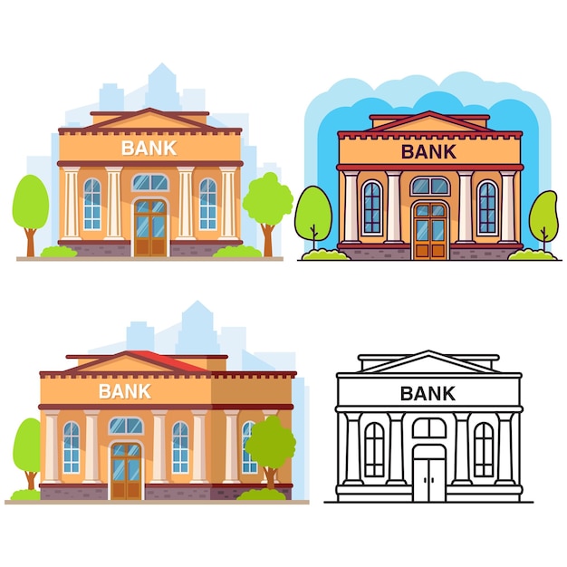Bankgebäude mit Säulen Fassadenbank in der Stadt Klassisches öffentliches Gebäude Finanzhaus