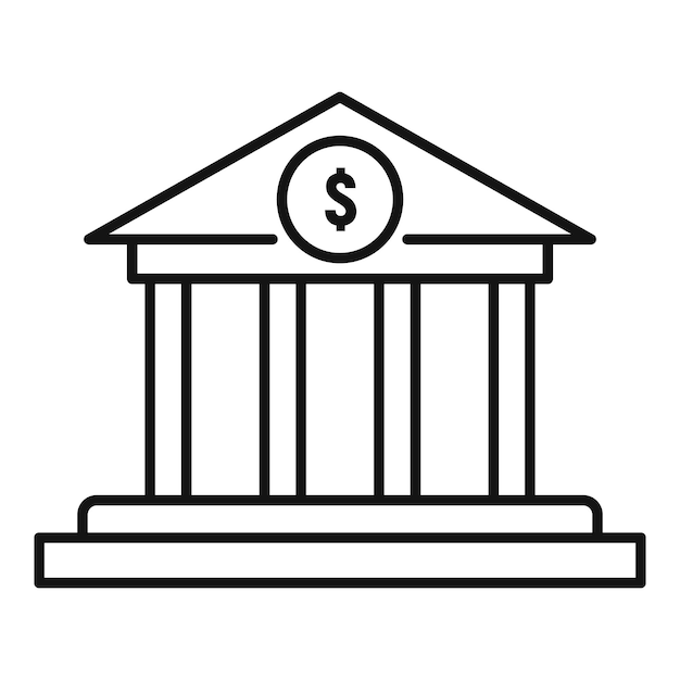 Bankgebäude-Symbol Umriss des Bankgebäude-Vektorsymbols für Webdesign isoliert auf weißem Hintergrund