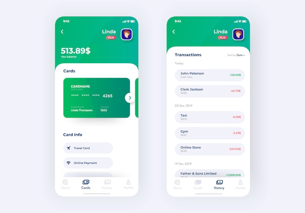 Vektor banking app ui kit prototyp