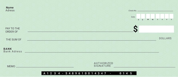 Bankscheck-Vorlagenvektor