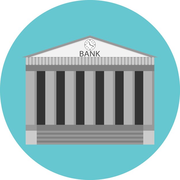Banksymbol flaches etikett gebäude regierung geschäft und geld finanzarchitektur bankhaus finanzielle vektorgrafiken design abstrakte ungewöhnliche modeillustration