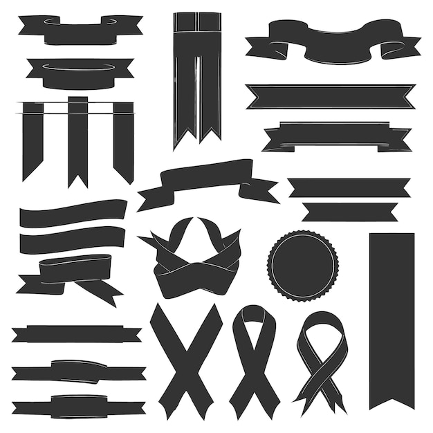 Banner band set silhouette vektor schwarze form