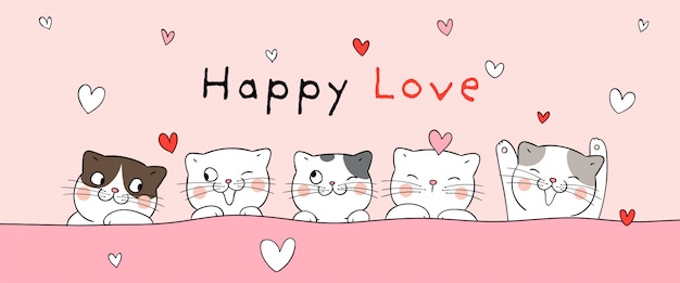 Banner der katzen zum valentinstag