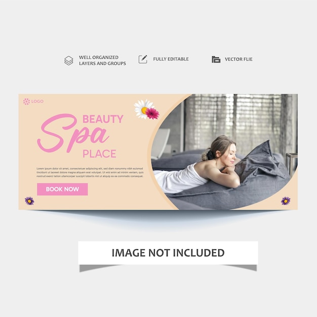 Banner des Spa- und Schönheitszentrums mit Foto und modernem Layout