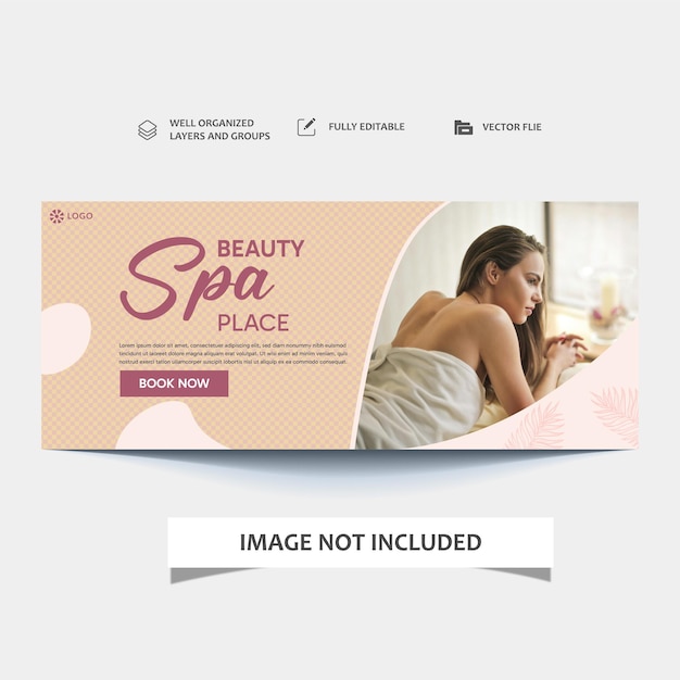 Banner des Spa- und Schönheitszentrums mit Foto und modernem Layout