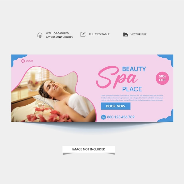 Banner des Spa- und Schönheitszentrums mit Foto und modernem Layout