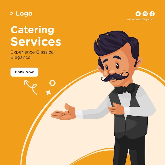 Banner-design der catering-service-cartoon-stilvorlage