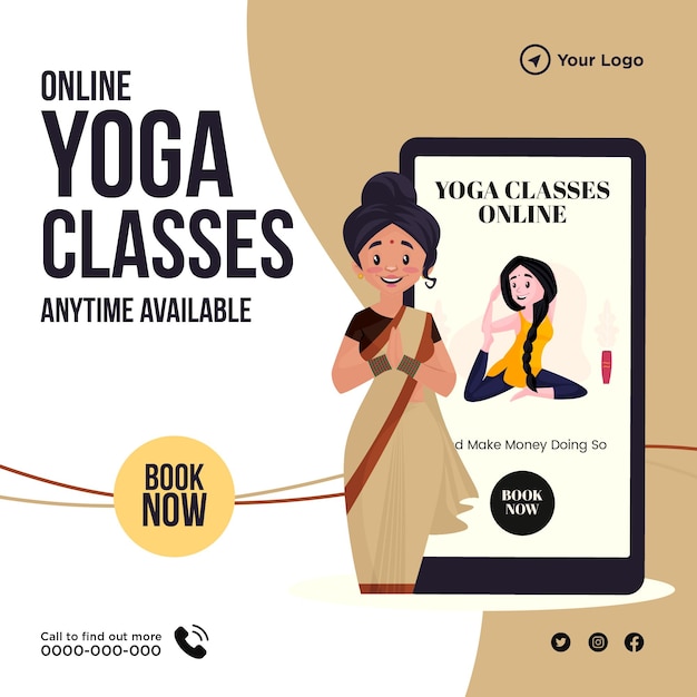 Banner-design der online-yoga-klassen-vorlage