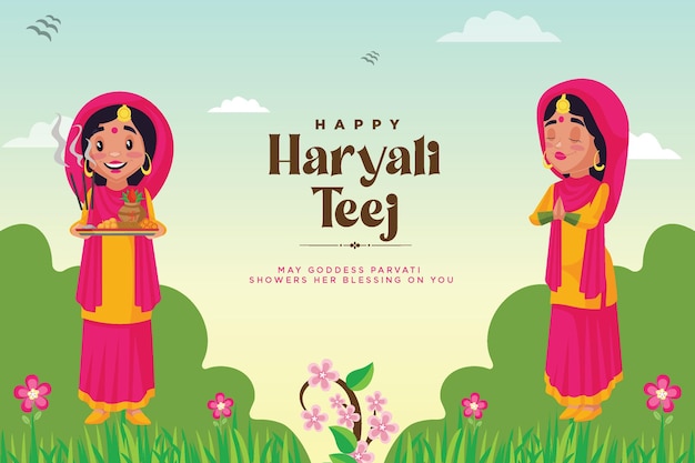 Banner-design des indischen festivals glückliche haryali teej-vorlage