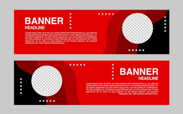 Banner-Design mit roter und schwarzer Farbe für Werbung und Geschäft