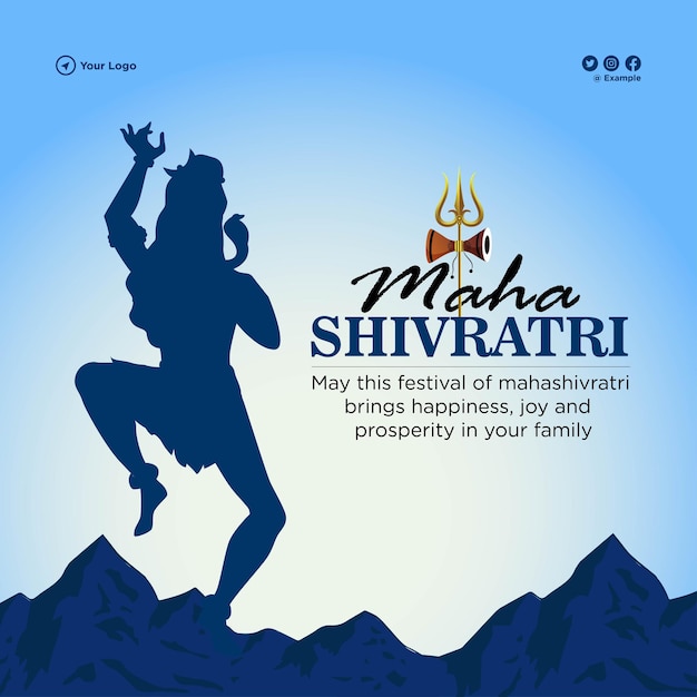 Vektor banner-design von maha shivratri indische hindu-festival-vorlage