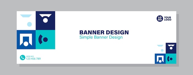 Banner-design-vorlage mit blauer und weißer farbe