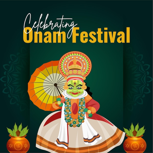 Vektor banner-design zum feiern der glücklichen onam-festival-vorlage