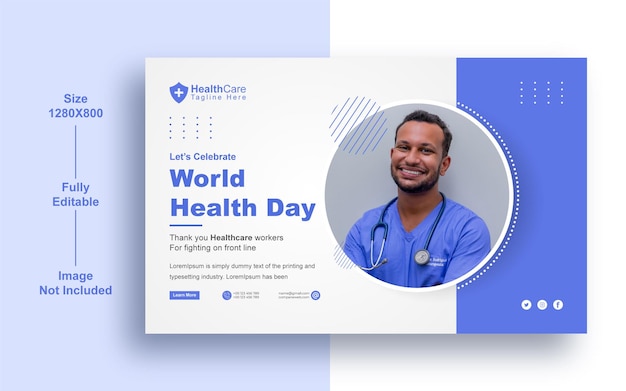 Banner-Designvorlage für den Weltgesundheitstag oder horizontale Bannervorlage für den Weltgesundheitstag