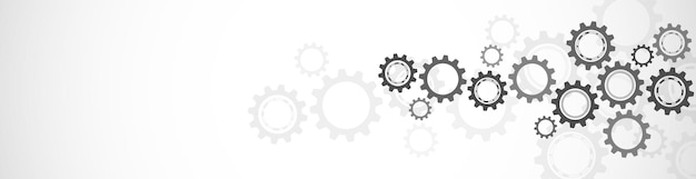 Banner-Designvorlage für Zahnräder und Zahnradmechanismen mit Hightech-Digitaltechnologie und -technik