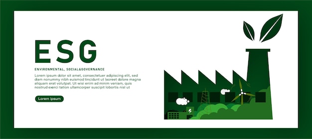 Banner esg environmental social and corporate governance umweltfreundliches banner-designkonzept birnenform mit stadt- und gartenkonzept zur einsparung der welt und energie papierillustrationen und 3d-papier