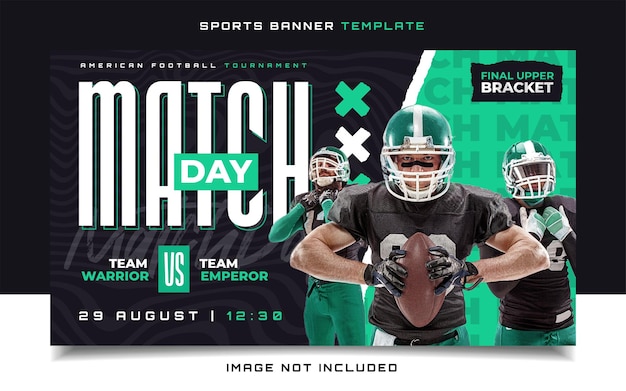 Vektor banner-flyer für den tag des american football-sportspiels für social-media-beiträge