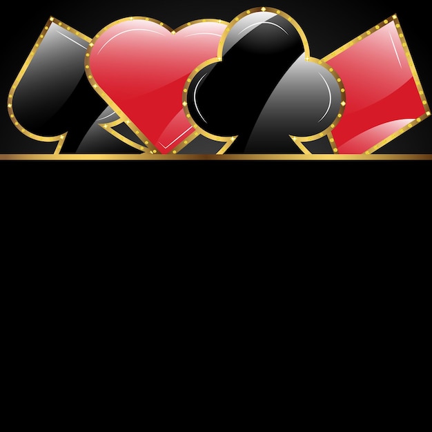 Banner für casino und poker club vier farben eines kartenspiels