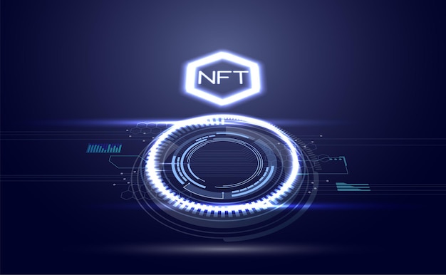 Banner für nicht fungible NFT-Token Kryptowährung Blockchain futuristisches Vektor-Landingpage-Konzept