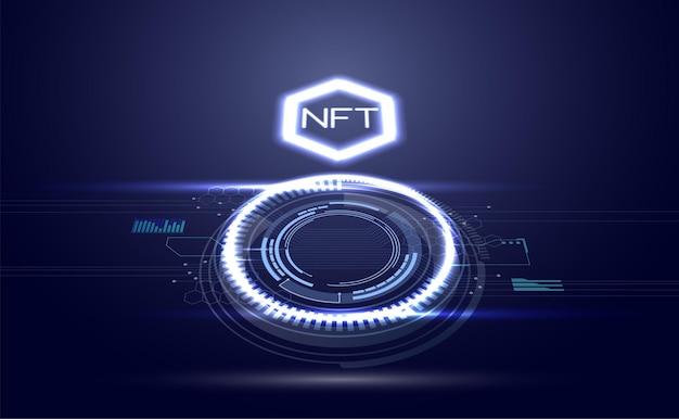 Vektor banner für nicht fungible nft-token kryptowährung blockchain futuristisches vektor-landingpage-konzept