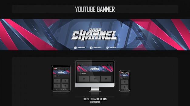 Banner für social media channel mit gamer-konzept