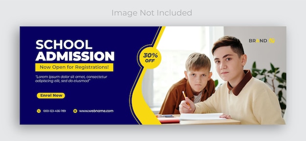 Banner für soziale Medien und Facebook-Cover-Foto-Vorlage für die Einschreibung in die Schule