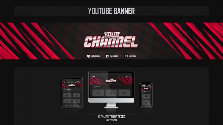 Vektor banner für youtube-kanal mit gamer-konzept