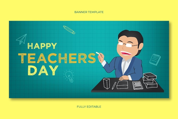 Banner happy teacher day vorlage mit charakter