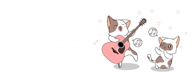 Banner kawaii katze spielt gitarre und singt