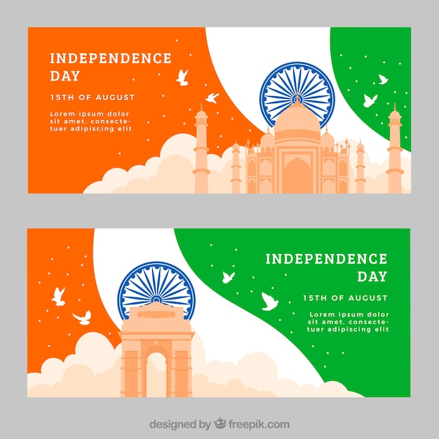 Banner mit architektonischen denkmälern der indischen unabhängigkeit