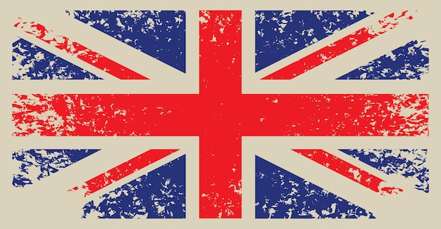 Banner mit britischer flagge mit grunge-textur