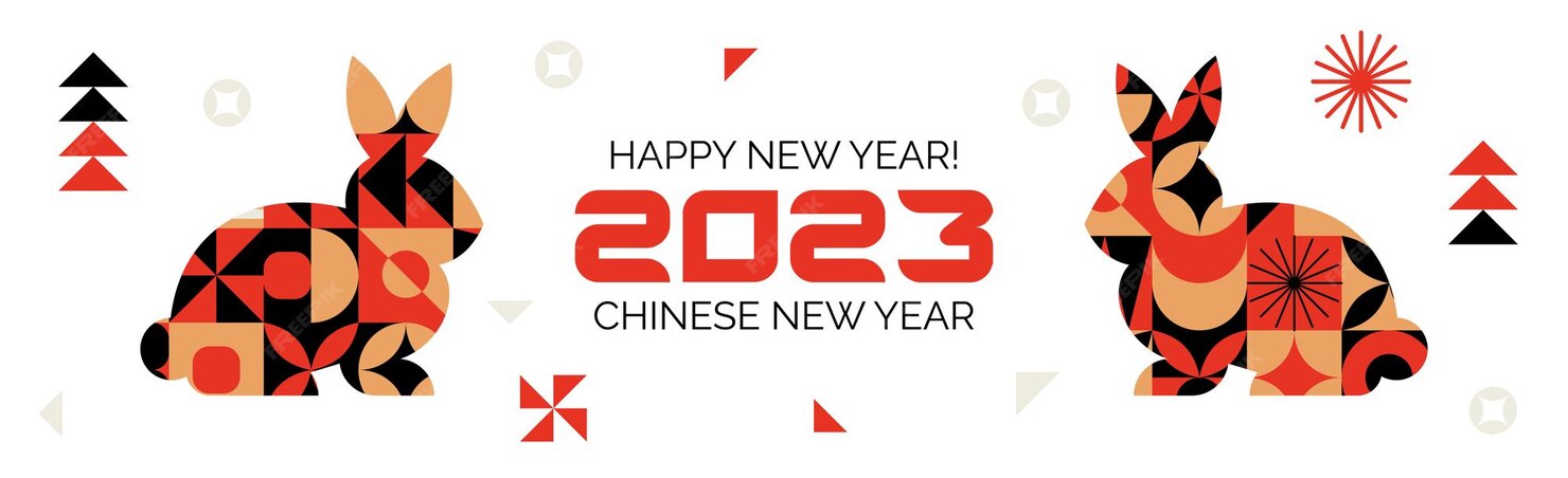 Banner mit dem chinesischen neujahr 2023. das jahr des kaninchens
