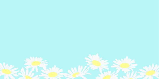 Banner mit Gänseblümchen auf hellblauem Hintergrund