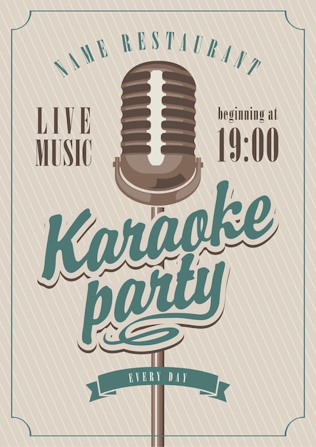 Banner mit Mikrofon für Karaoke-Party