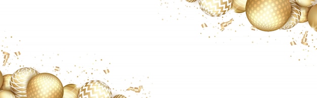 Banner mit weihnachtsgoldkugeln.