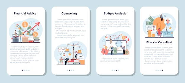Banner-set für finanzanalyst oder berater für mobile anwendungen.