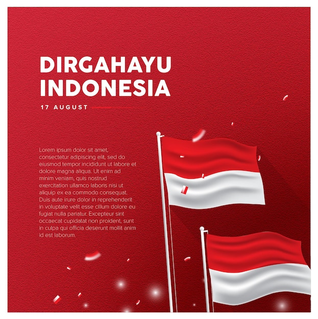 Banner social media indonesische flaggen zur feier des indonesischen unabhängigkeitstages