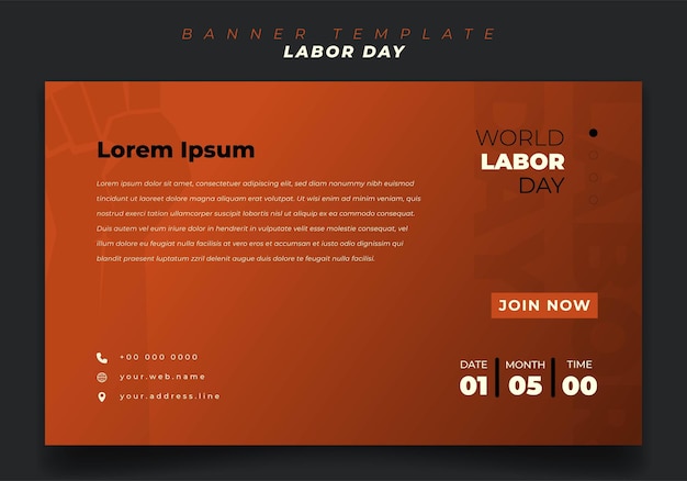 Banner-template-design mit orangefarbenem landschaftshintergrund für labor day design