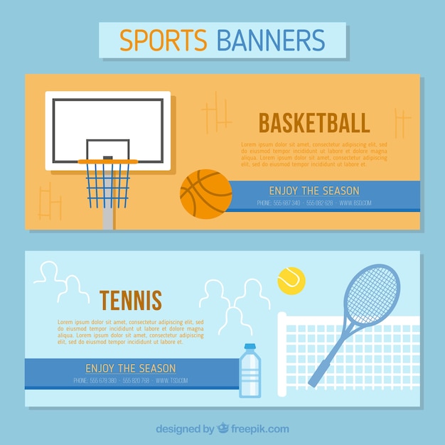 Banner von tennis und basketball