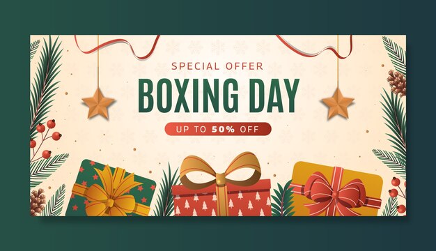 Banner-Vorlage für den Boxing Day-Verkauf mit Farbverlauf