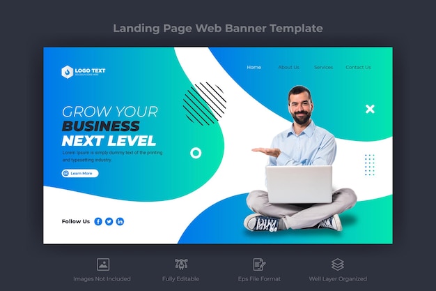Vektor banner-vorlage für die landing-webseite des unternehmens