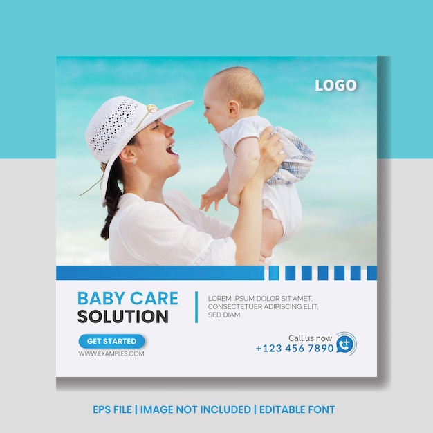 Banner-vorlage für social-media-posts für babypflege