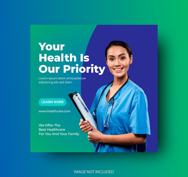 Banner-vorlage für soziale beiträge im medizinischen gesundheitswesen