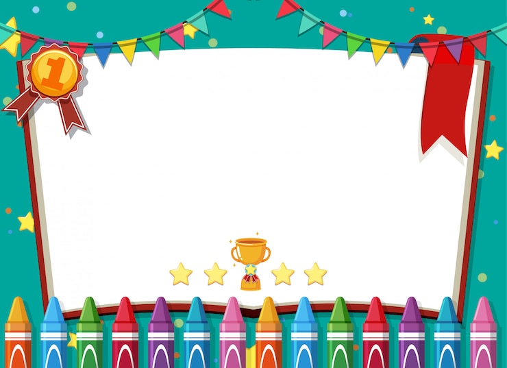 Vektor banner vorlage mit buntstiften und konfetti hintergrund